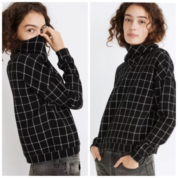 Madewell Sweaters - Madewell | Textured Turtleneck Top in Windowpane